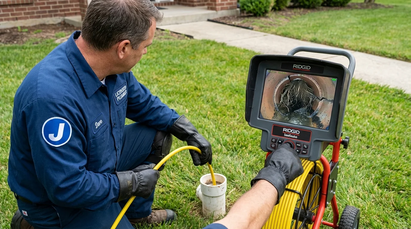 Sewer camera inspection being performed by Johns Plumbing LLC in Salineville
