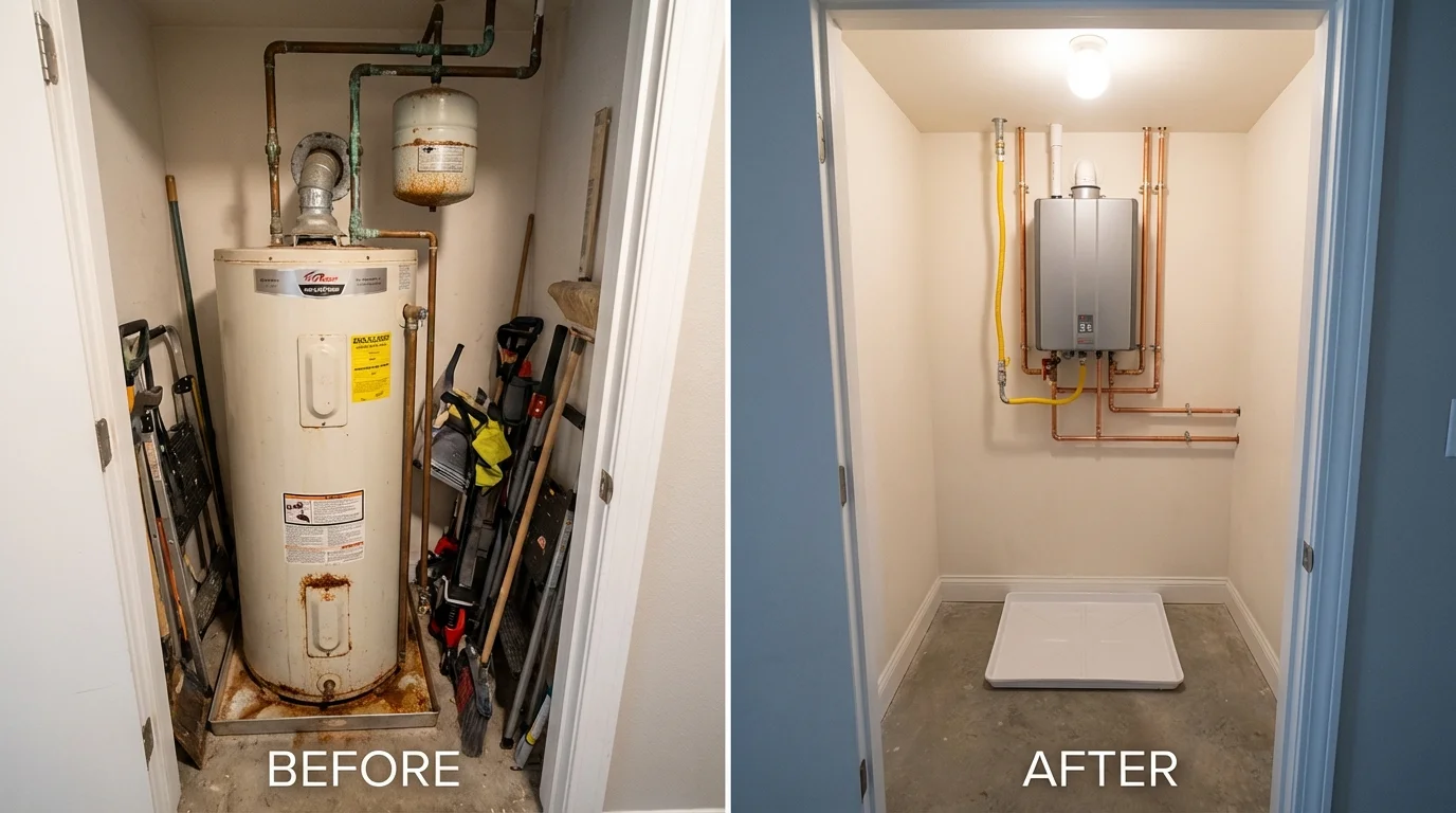 Tank water heater versus wall-mounted tankless unit comparison for Salineville, OH homeowners