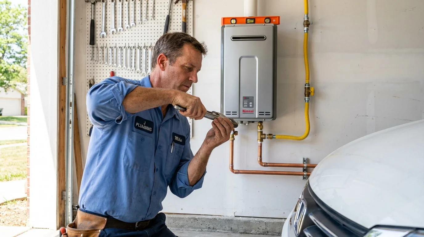 Tankless water heater installation by a Johns Plumbing LLC plumber in Salineville